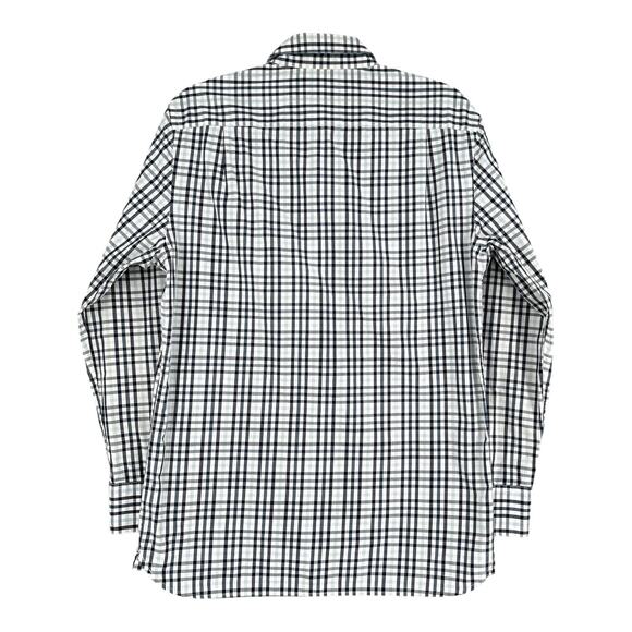 FAIRLINE White Blue Plaid Long‎ Sleeve Collared Button Up Slim Fit Shirt M - Picture 2 of 7